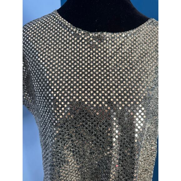 Vintage Joanna Made in USA Metallic Sequin Blouse Top Medium Holiday Party - Picture 2 of 10